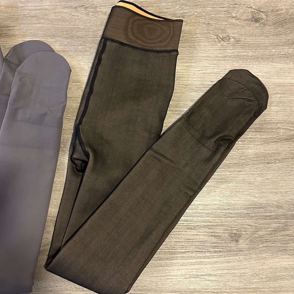 ComfyCo Warm Fleeced Lined Tights - 2 Pairs (Gray & Black) - Picture 2 of 11
